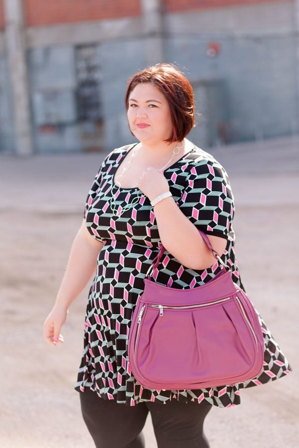 Geo Print with Melissa Masse 3 Emmie of Authentically Emmie in a Melissa Masse dress from Gwynnie Bee
