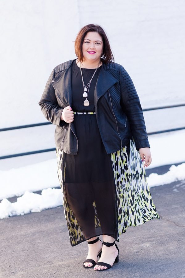 Authentically Emmie in a Simply Be Dress and Shoes, with ASOS Curve jacket 