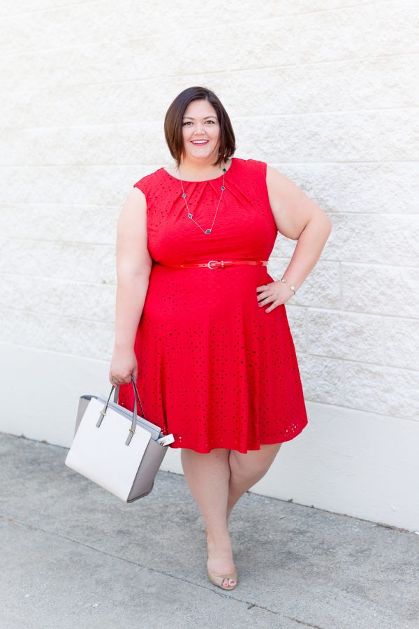 Plus size fashion blogger Authentically Emmie in a London Times dress from Gwynnie Bee