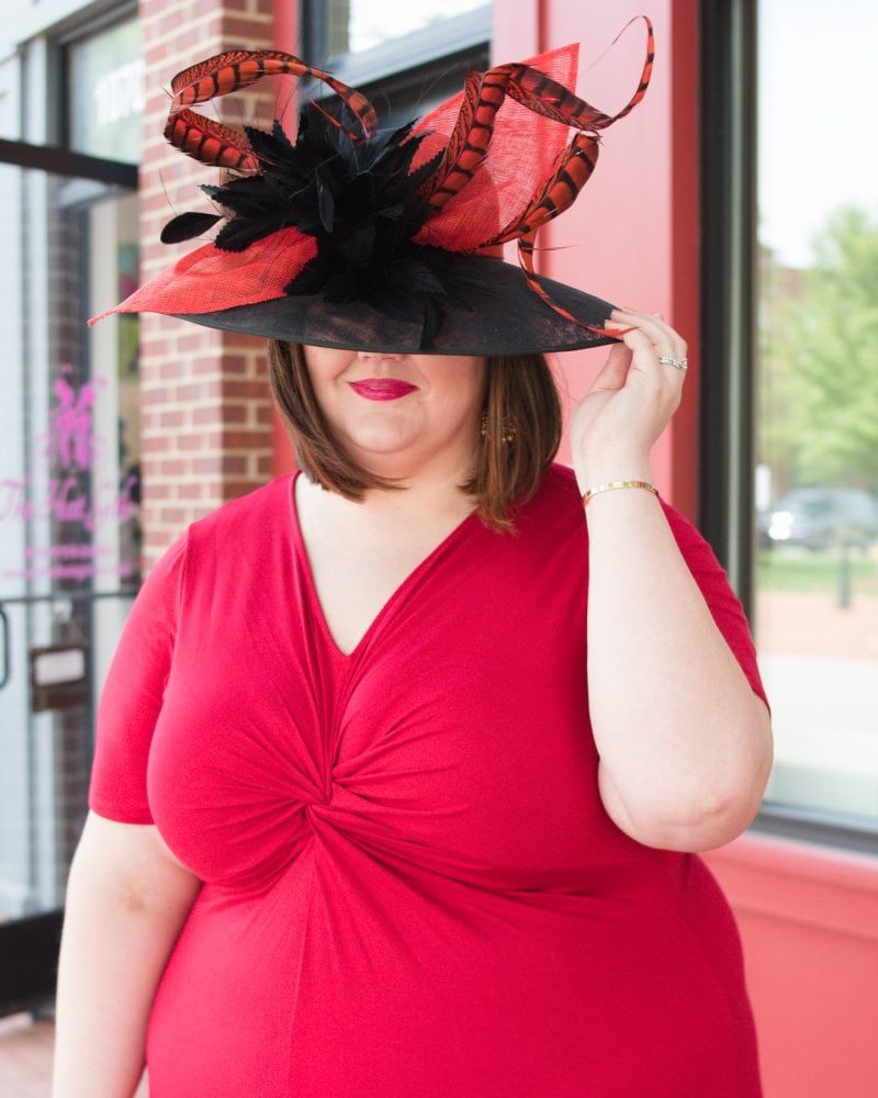 Bold red plus size Kentucky Derby outfit idea from Louisville blogger Authentically Emmie
