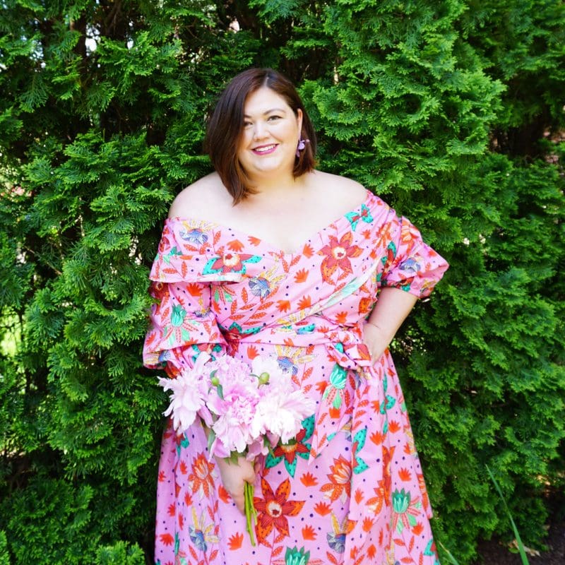 Pink off the shoulder plus size dress from Eloquii