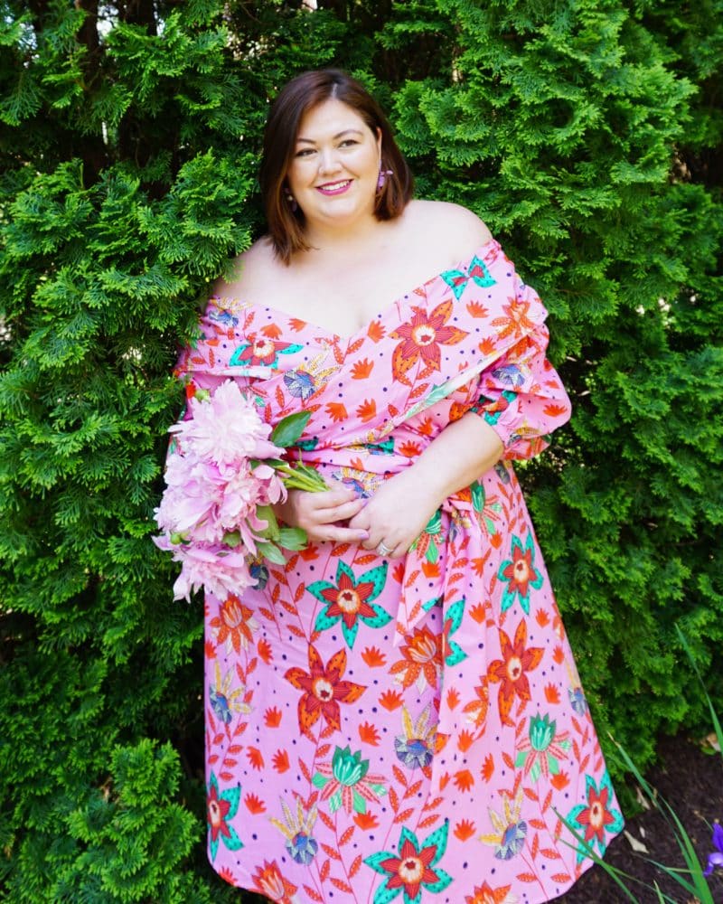 Pink off the shoulder plus size dress from Eloquii