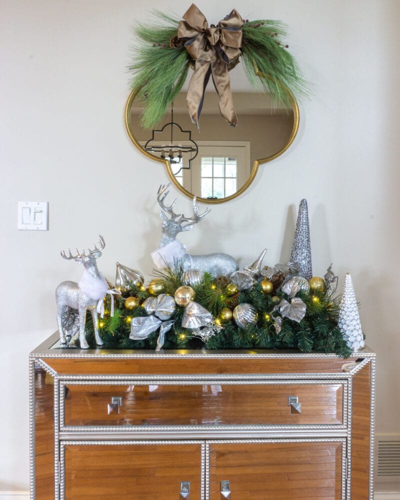 Holiday Home Tour 2020 26 Console table Christmas decorations