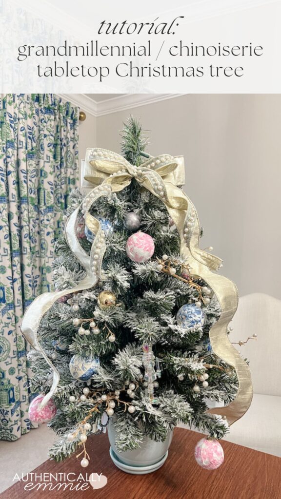 DIY: Grandmillennial / Chinoiserie Tabletop Christmas Tree 1